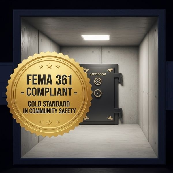 a gold seal of approval over an image of a safe room